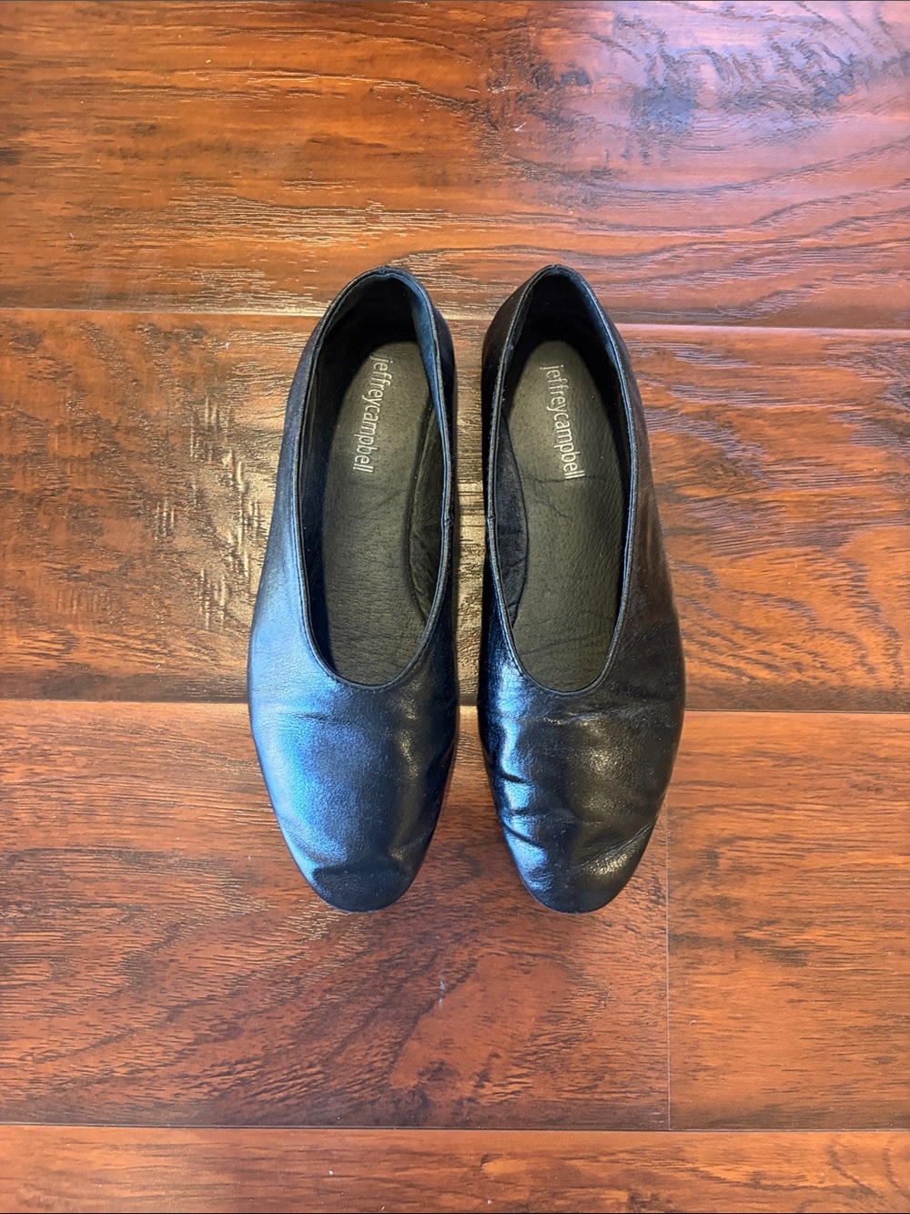 Jeffrey Campbell Black Faux Leather Slip-On Ballet Flats